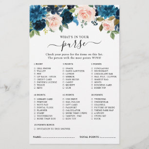 Navy Royal Blue Blush Pink Bridal shower game