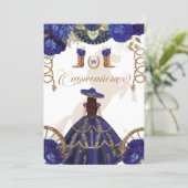 Navy Royal Blue Western Charro 2-Sided Quinceanera Invitation (Standing Front)
