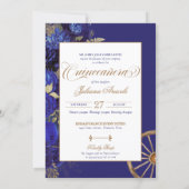 Navy Royal Blue Western Charro 2-Sided Quinceanera Invitation (Back)