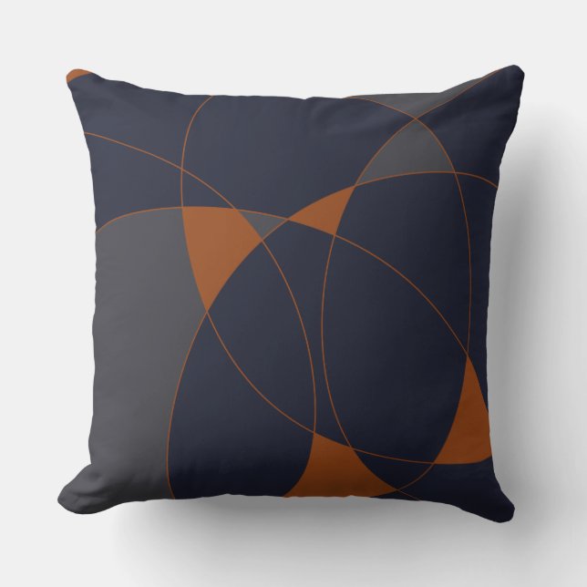 Navy & rust abstract C Throw Pillow (Front)