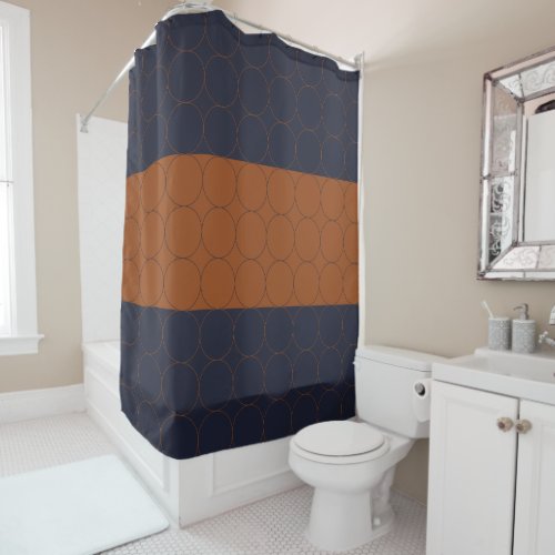 Navy Rust Circles IV Shower Curtain