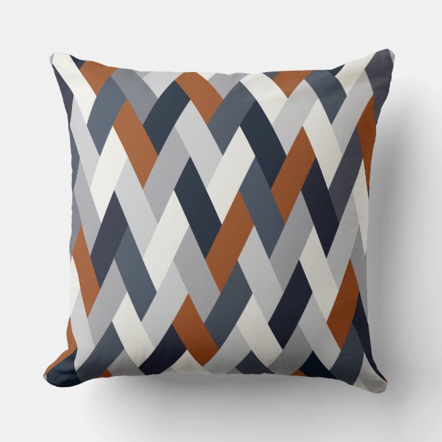 Navy Rust Geometry VI Throw Pillow (Front)