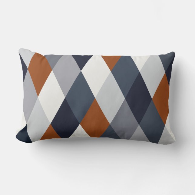 Navy Rust Geometry VIIA Lumbar Pillow (Front)