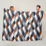 Navy Rust Small Geometry VIIBb Fleece Blanket
