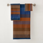 Navy &amp; Rust Vertical Stripes Bath Towel Set