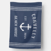 Navy | Rustic Anchor Personalized Beach House House Flag | Zazzle