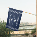 Navy | Rustic Anchor Personalized Beach House House Flag | Zazzle