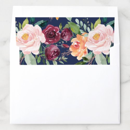 Navy Rustic Burgundy Pink Fall Floral Wedding Envelope Liner