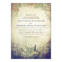 Navy Rustic Woodland Wedding Invitation