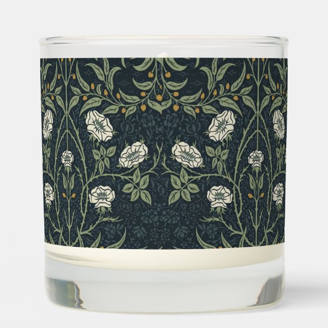 Navy & Sage Wallpaper Scented Candle (Front)
