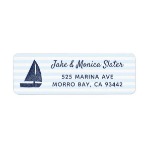 Navy Sailboat Nautical Return Address Label