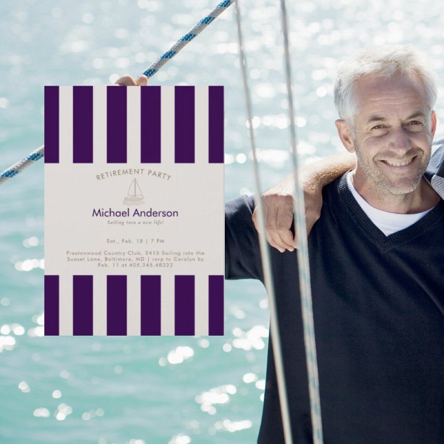 Navy Sailboat Retirement Party  Invitation (Creator Uploaded)