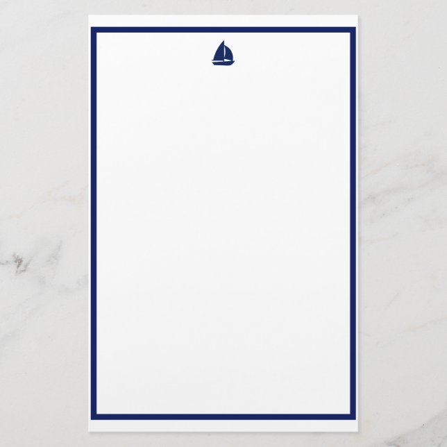 Navy Sailboat Stationery (Front)