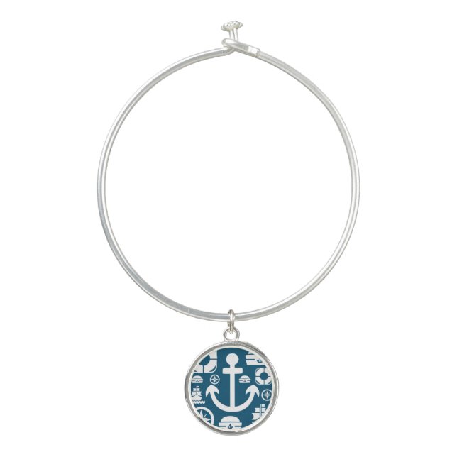 Navy sailor Element sea pattern Bangle Bracelet (Front)