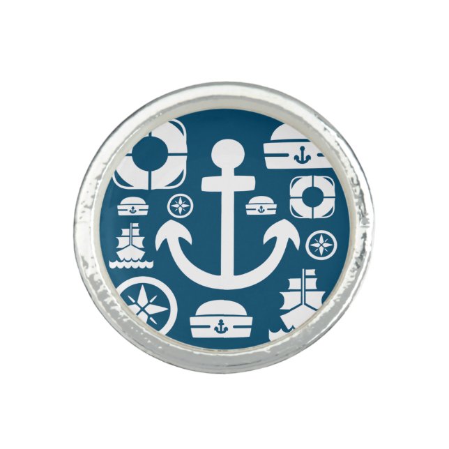 Navy sailor Element sea pattern Ring (Front)