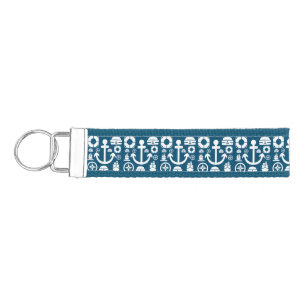 Navy sailor Element sea pattern Wrist Keychain