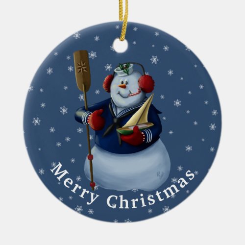 Navy Sailor Snowman Ornament Gift