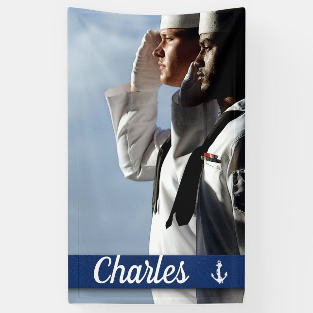 Navy Sailors Personalized Banner (Vertical)