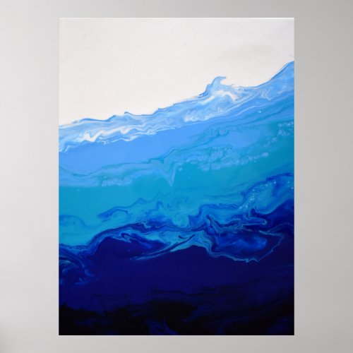 Navy Sapphire Blue Water Fluid Marble Art Abstract Poster