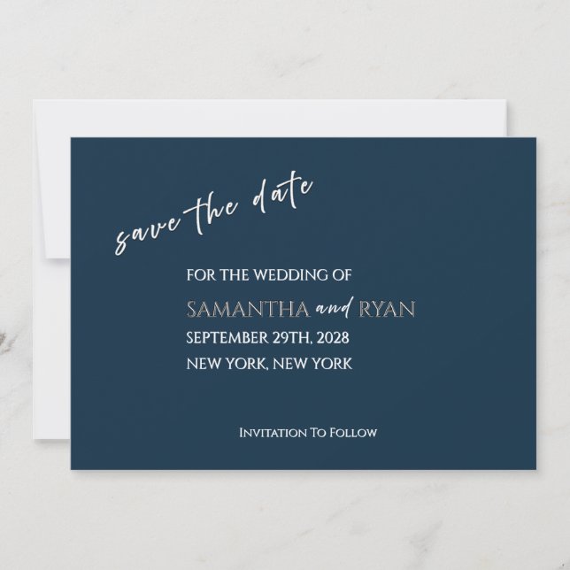Navy Save the Date with Metallic Silver (Front)