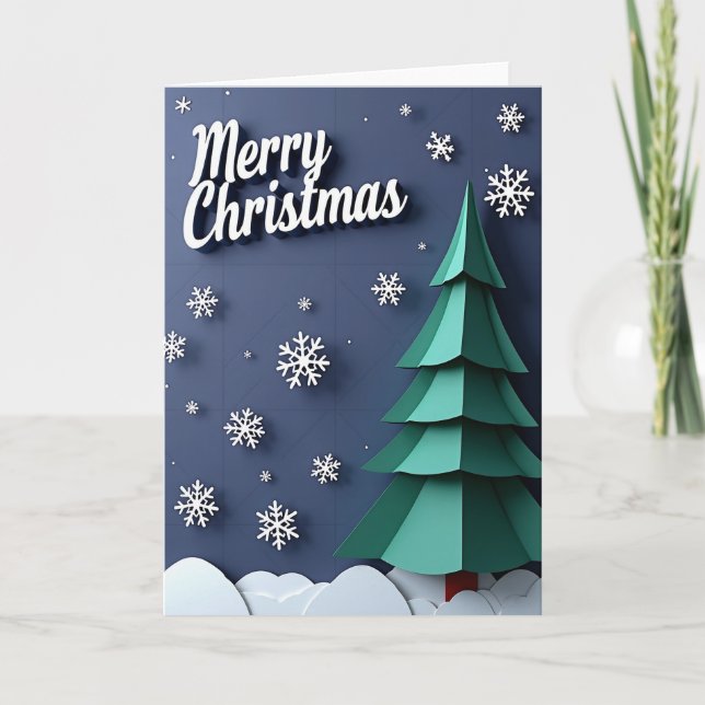 Navy Script Christmas Card (Front)