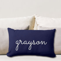 Navy Script Personalized Baby Name Pillow Gift