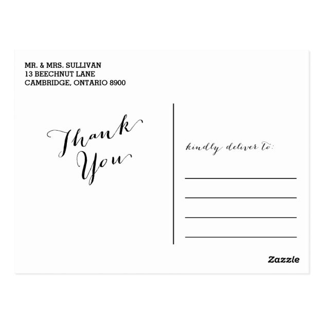 Navy | Script Wedding Thank You Vertical Postcard