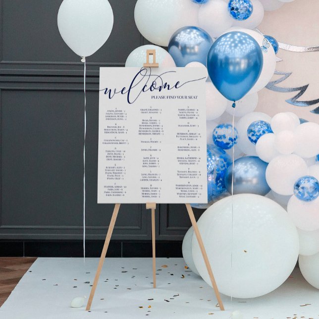 Navy Script Welcome Seating Chart Any Event Foam Board (Creator Uploaded)