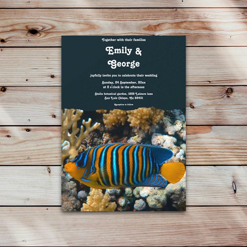 Navy Sea Fish Nautical Reefs Coastal Beach Wedding Invitation