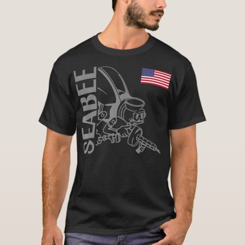 Navy Seabee American Flag Premium  T_Shirt