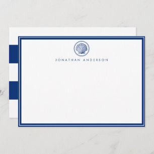 Navy Seashell Flat Correspondence Note Card