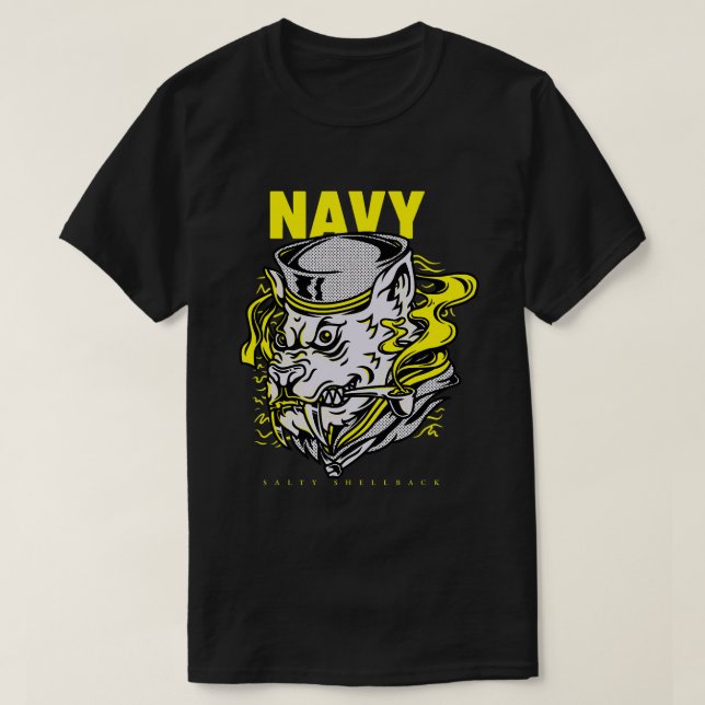 Navy Shellback Salty Shellback Sailor T-Shirt (Design Front)
