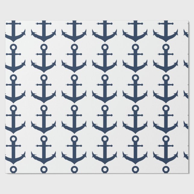 Navy Ship Anchor Nautical  Wrapping Paper (Flat)