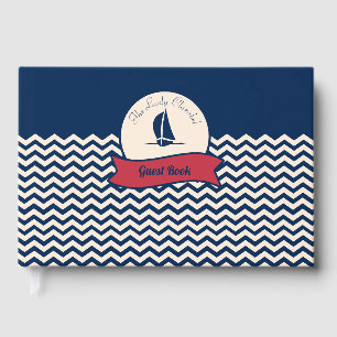 Navy Ship logo motif sailing yacht decor Foil Guest Book