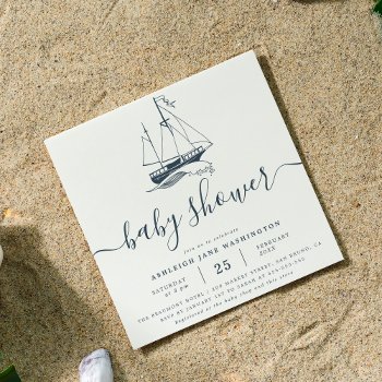 Navy Ship Nautical Baby Shower Square Invitation by Cali_Graphics at Zazzle