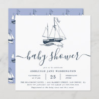 Navy Ship Nautical Baby Shower Square Invitation