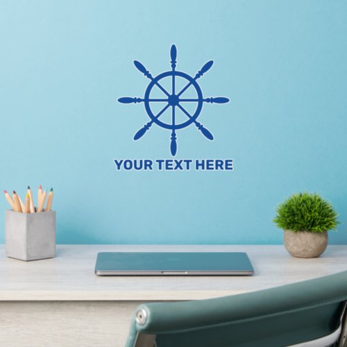 Navy Ship Wheel Personalized Wall Decal