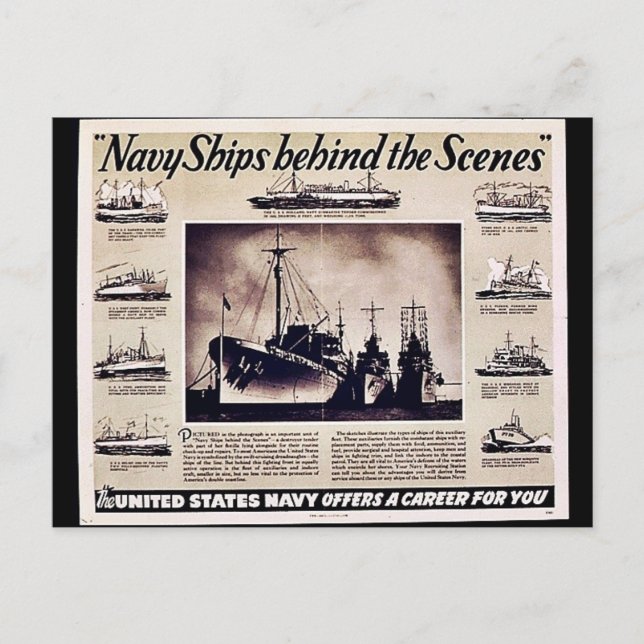 Navy Ships Behind The Scenes Postcard (Front)