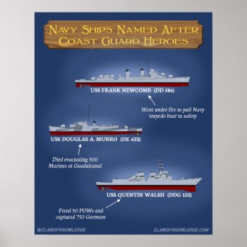 Navy Ships Named After Coast Guard Heroes Poster by clawofknowledge at Zazzle