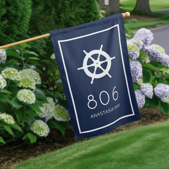 Navy Ship's Wheel House Number & Street Name House Flag (Creator Uploaded)