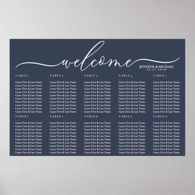 Navy Signature Celebration Welcome Seating Table Poster