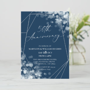 Navy & Silver 50th Wedding Anniversary Invitation