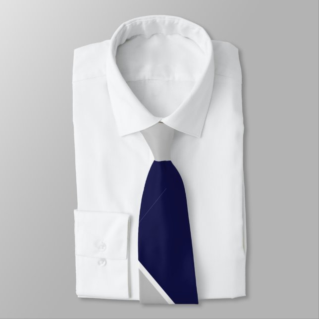 Navy Silver and White Neck Tie (Tied)