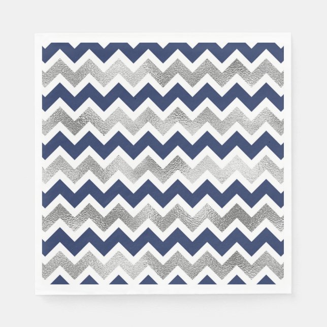 Navy Silver Baby Shower Decor Napkins (Front)