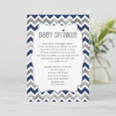Navy Silver Baby Sprinkle, boy baby shower invites (Standing Front)