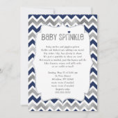 Navy Silver Baby Sprinkle, boy baby shower invites (Front)