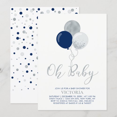 Navy & Silver Balloons | Oh Baby Boy Baby Shower