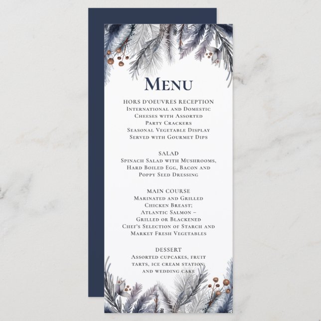 Navy, Silver, Blue Gray  Menu (Front/Back)