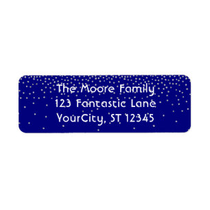 Navy & Silver Confetti w/ Your Name and Address Label