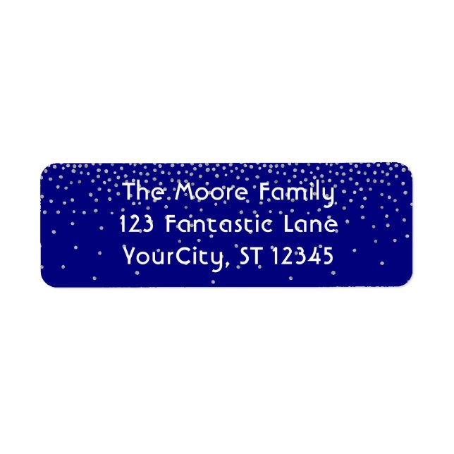 Navy & Silver Confetti w/ Your Name and Address Label (Front)